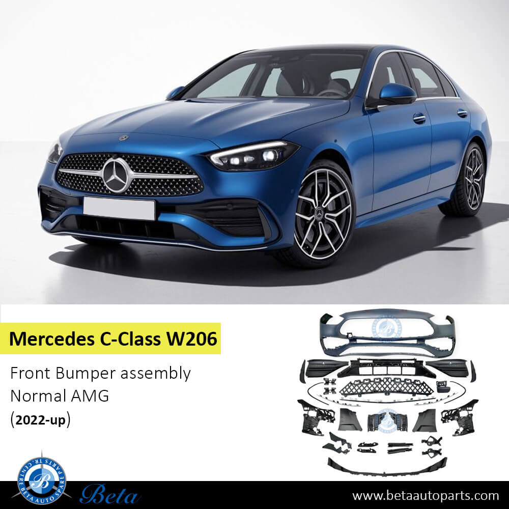Mercedes C-Class W206 (2022-Up), Front Bumper Normal AMG with Park Assist, China, 2068859201 Mercedes C-Class W206 (2022-Up), Front Bumper Normal AMG with Park Assist, China, 2068859201